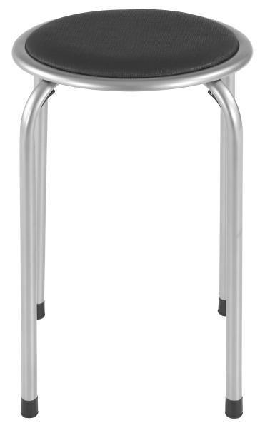 Stapelhocker Raki Metall Alu/Lederlook Schwarz H: 45 cm - Alufarben, MODERN, Metall (30/45/30cm)