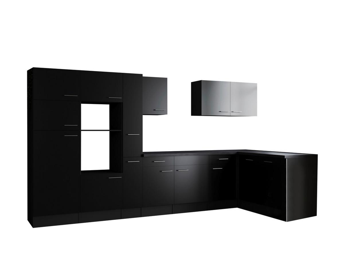 Eckküche Oliver Grau, Schwarz S: 370x172cm - Schwarz/Grau, Design, Holzwerkstoff (370/172cm) - Respekta