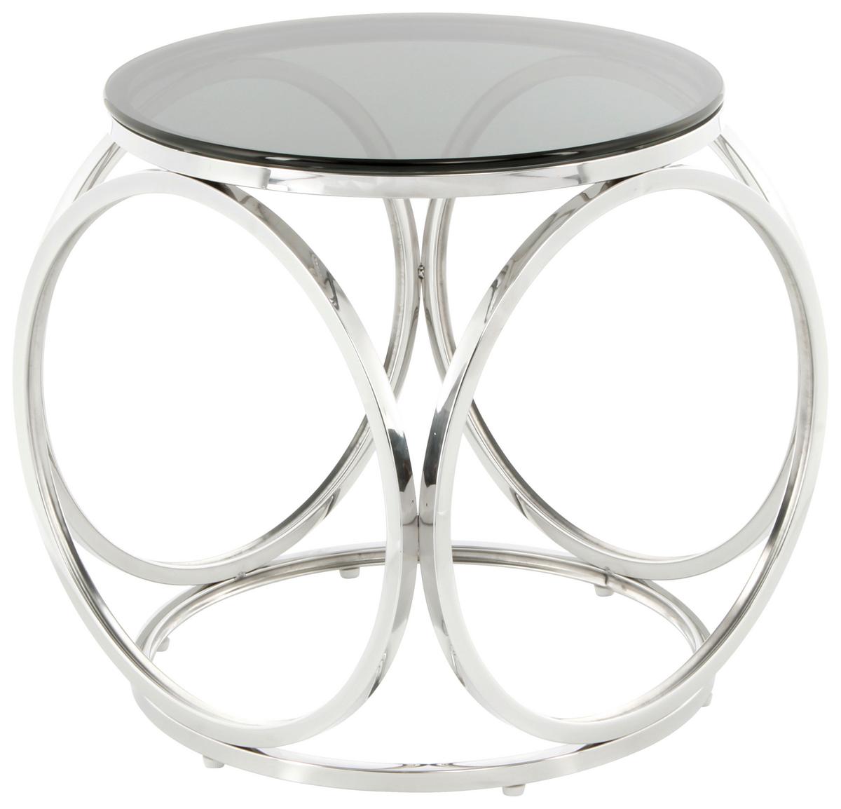Beistelltisch Whitney 125 Schwarz / Silber - Roségold/Silberfarben, Design, Glas/Metall (40/42cm) - Kayoom