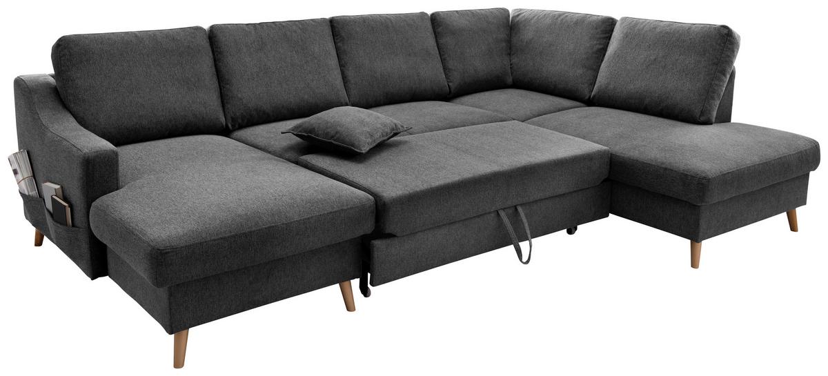 Wohnlandschaft Valentina Anthrazitu-F150/301 - Anthrazit/Naturfarben, KONVENTIONELL, Textil (150/301/200cm) - P & B