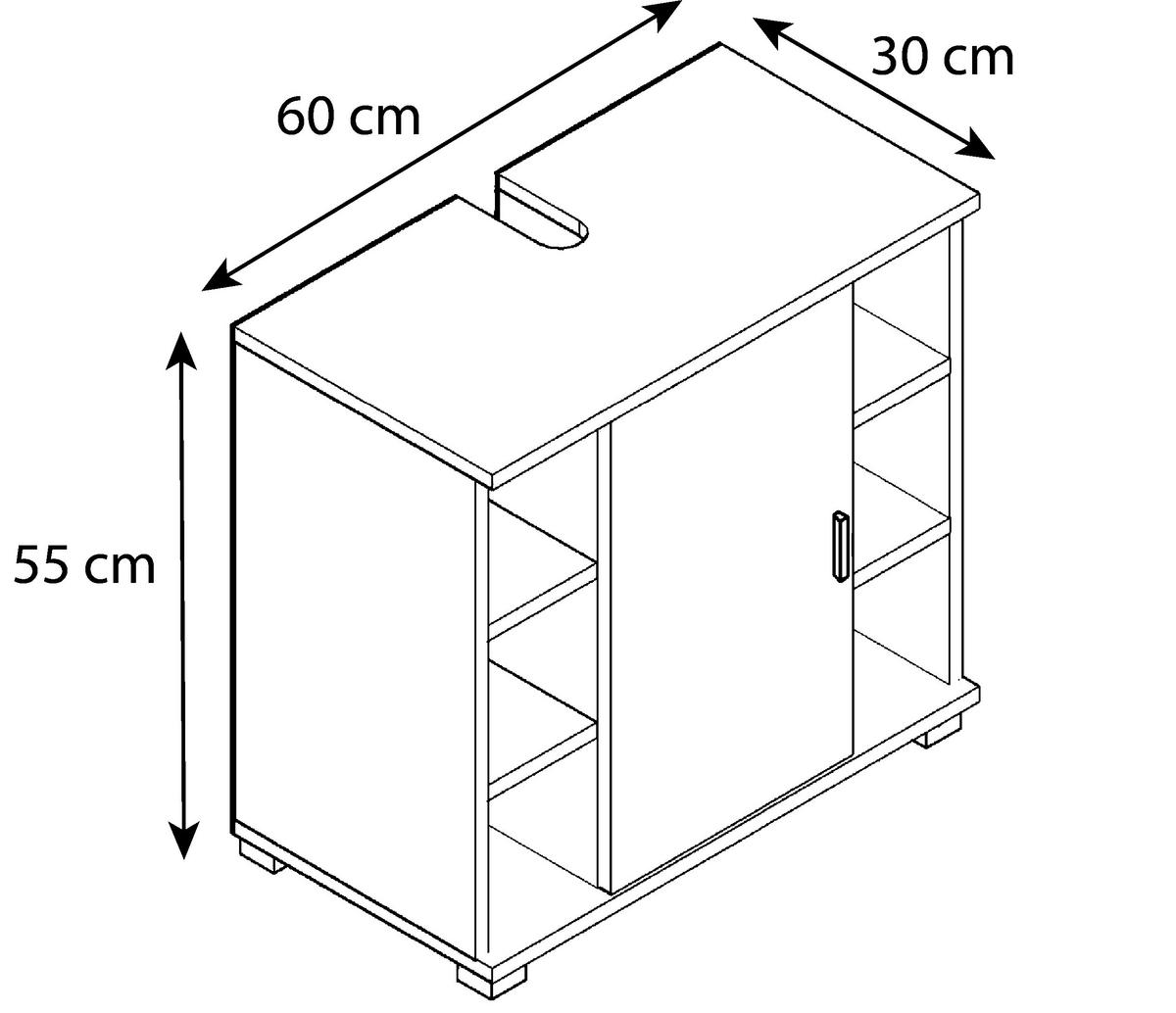 Waschbeckenunterschrank Zalo M B: 60 Cm Weiß - Weiß, MODERN, Holzwerkstoff (60/57,7/30,4cm) - MID.YOU