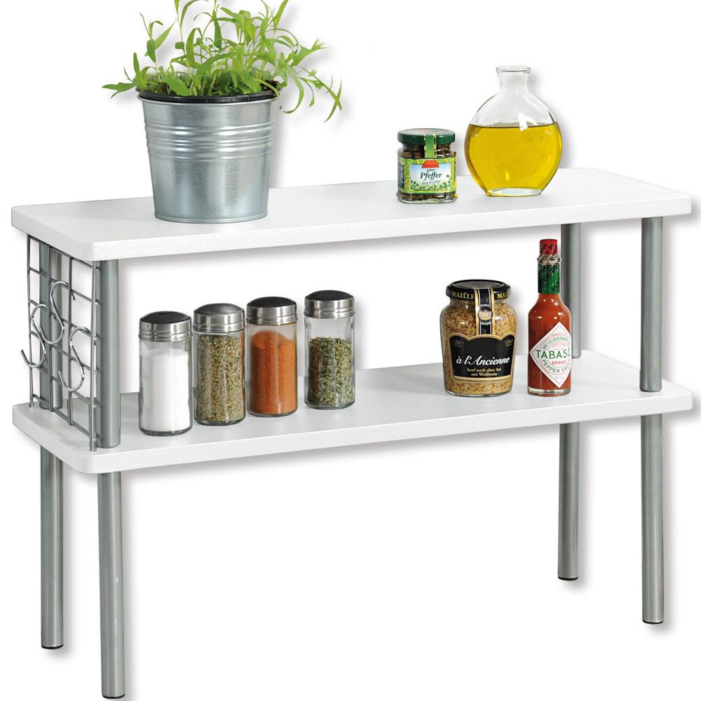 Küchenregal Mit 2 Ebenen B: 55 cm, Weiß - Weiß, MODERN, Holzwerkstoff/Metall (55/20/38cm) - Kesper