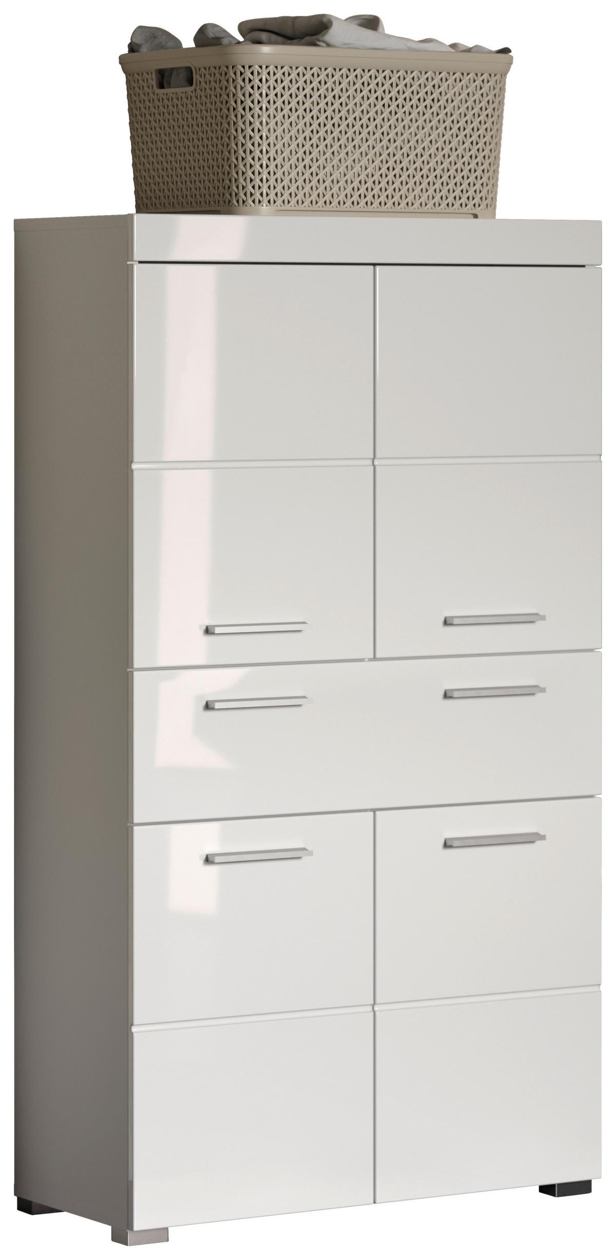Midischrank Amanda B: 73 cm Weiß - Silberfarben/Weiß, MODERN, Holzwerkstoff (73/130/31cm) - MID.YOU