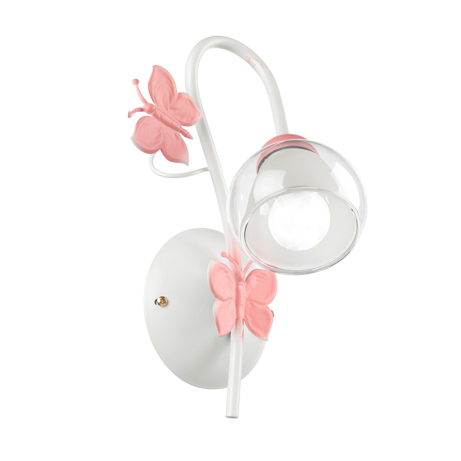 Kinderwandleuchte 4924/ap1 - Pink/Weiß, Basics, Glas/Metall (16/20/28cm)