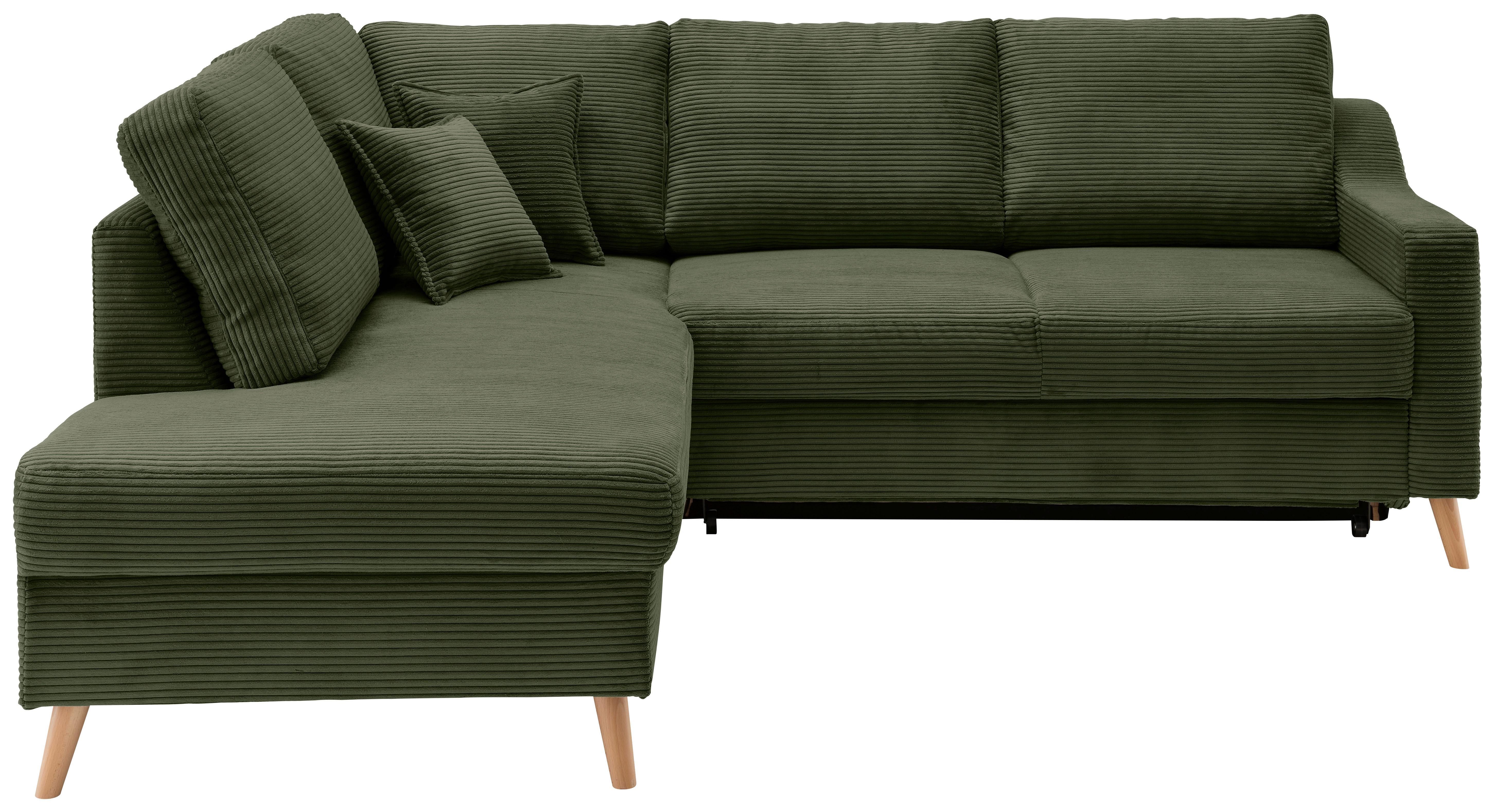 Ecksofa Valentina Dunkelgrün S: 200x230 Cm - Dunkelgrün/Naturfarben, MODERN, Textil (200/230cm) - Livetastic