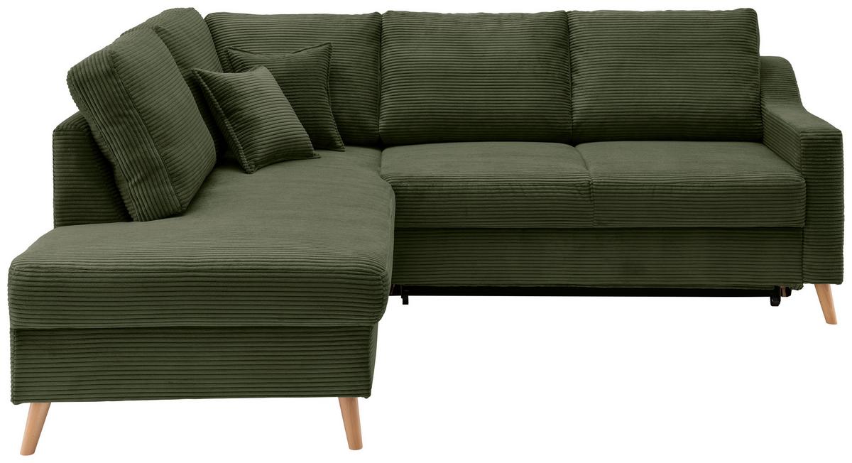 Ecksofa Valentina Dunkelgrün S: 200x230 Cm - Dunkelgrün/Naturfarben, MODERN, Textil (200/230cm) - Livetastic