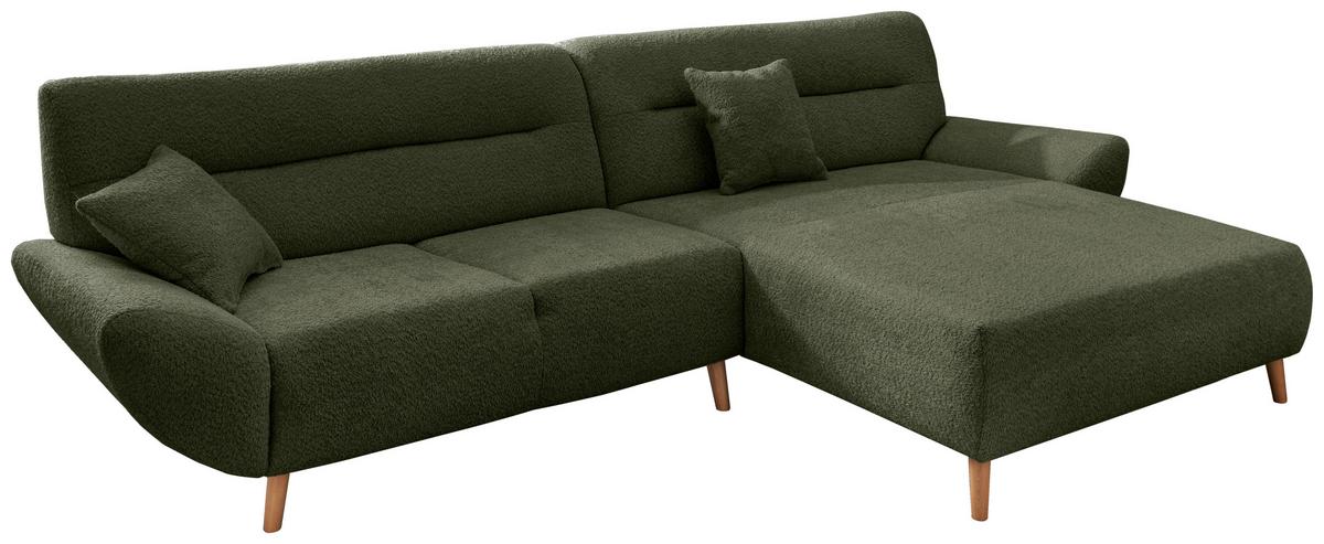 Ecksofa Drago Waldgrün S: 290x166 cm - Waldgrün/Wildeiche, KONVENTIONELL, Textil (290/166cm) - MID.YOU