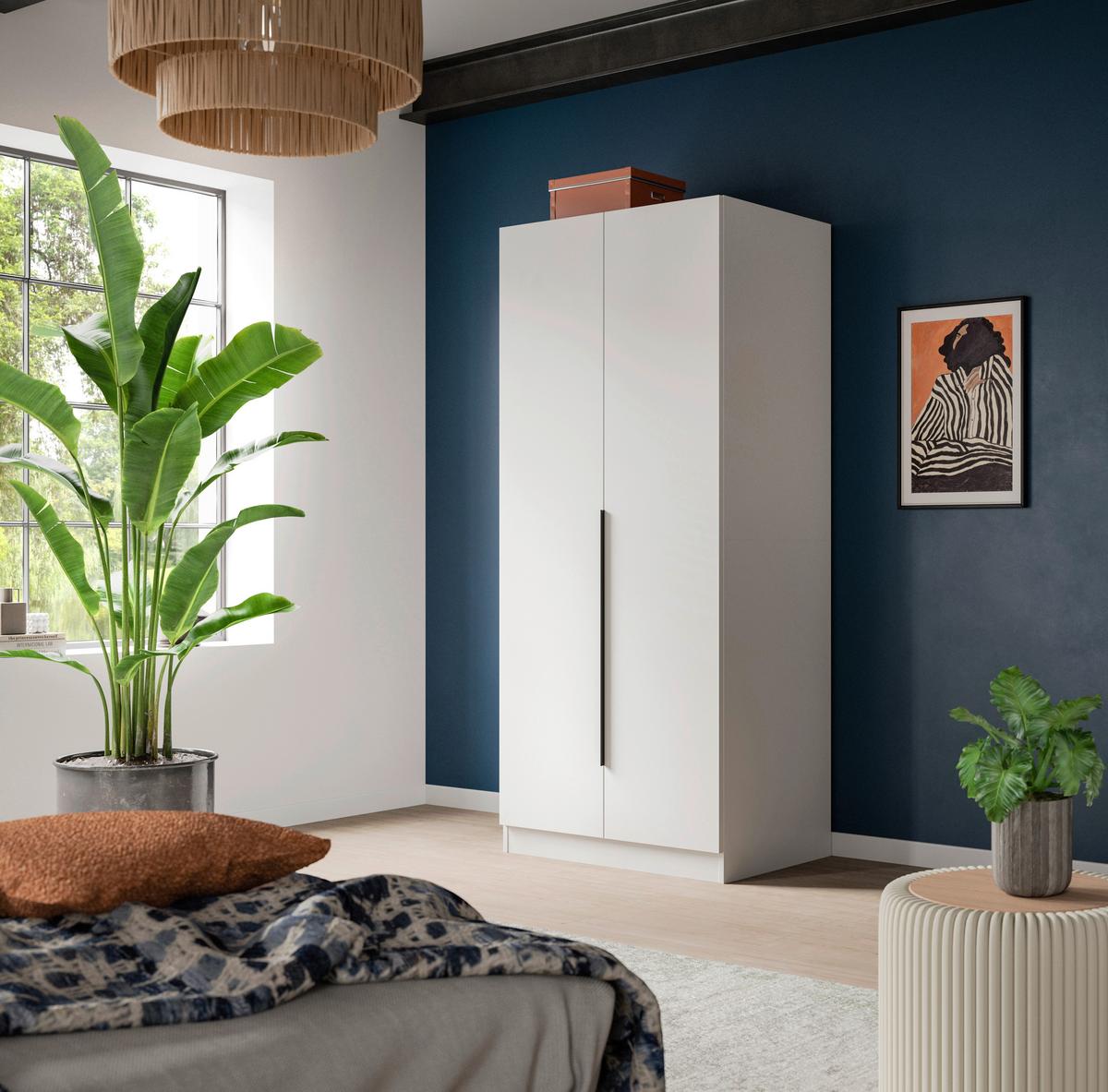 Šatníková skriňa Kopenhagen biela - čierna/biela, Modern, kompozitné drevo (80/181/52cm) - MID.YOU