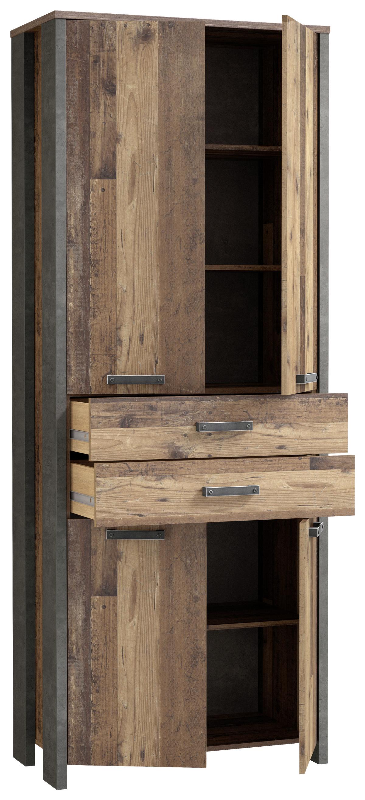 Aktenschrank Cliff Braun/Dunkelgrau B 86 cm - Dunkelgrau/Braun, KONVENTIONELL, Holzwerkstoff/Kunststoff (86/221/42cm) - MID.YOU