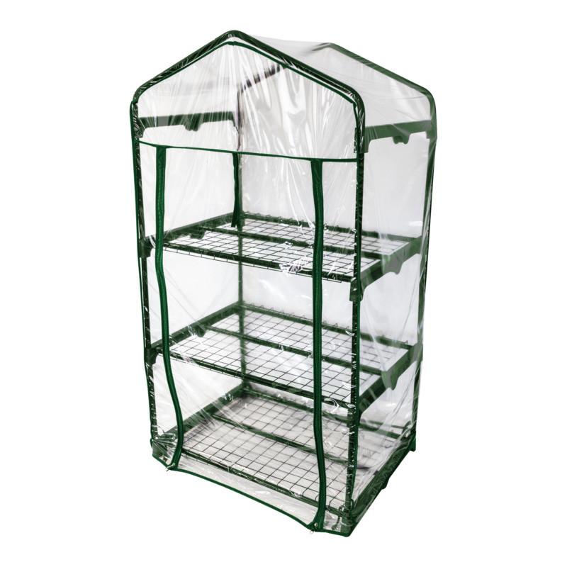 Balkongewächshaus Transparent Metall H: 128cm 3 Ebenen - Transparent, Basics, Metall (68/128/49cm)