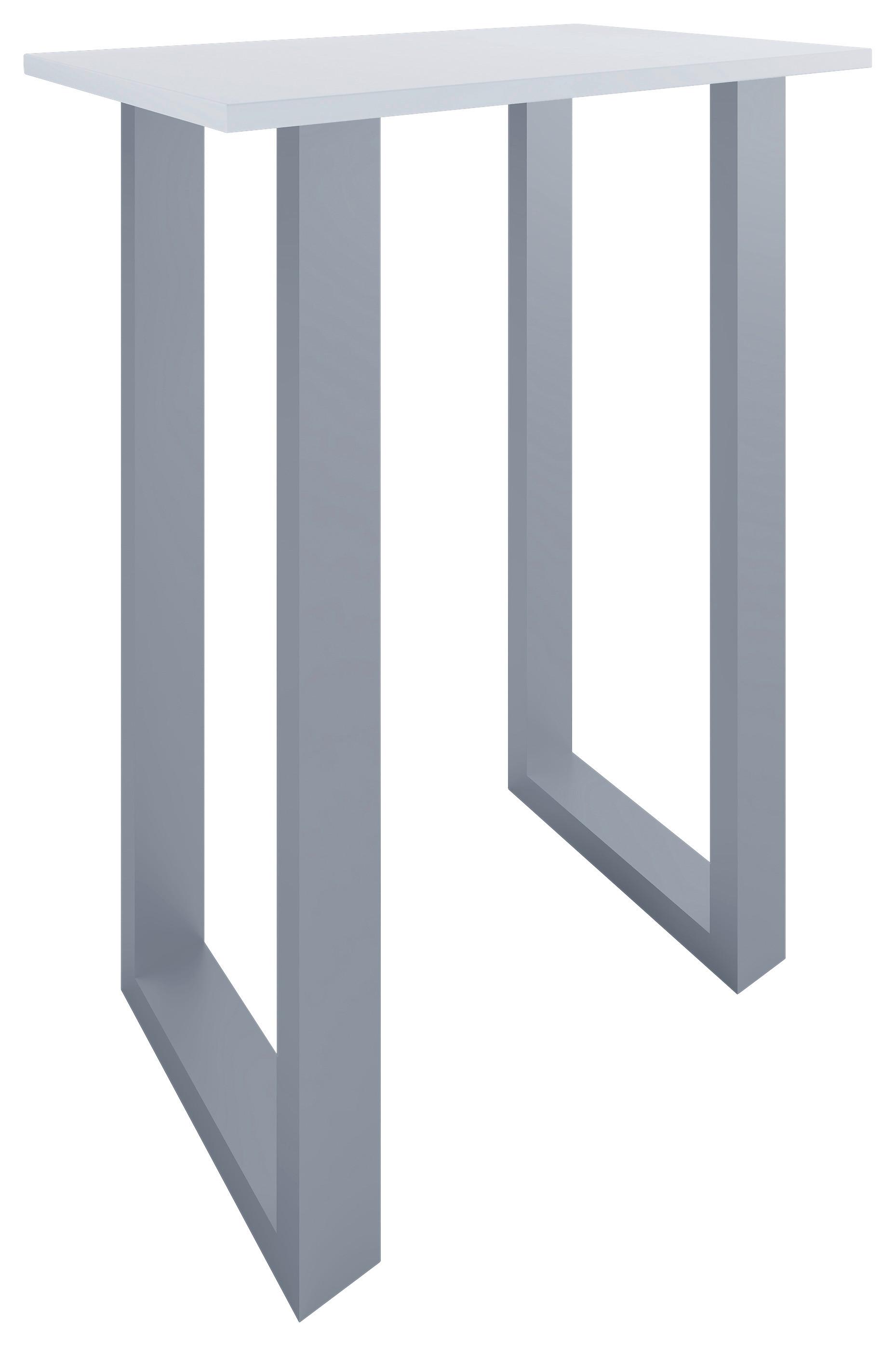 Bartisch Xona B 80x50 - Silberfarben/Weiß, KONVENTIONELL, Holzwerkstoff/Metall (80/102/50cm)