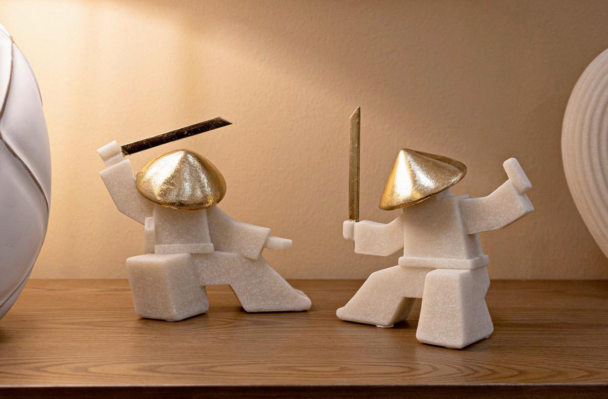 Skulptur Kunststoff/metall, Weiß/gold - Basics, Kunststoff/Metall (17/18.5/7.5cm)