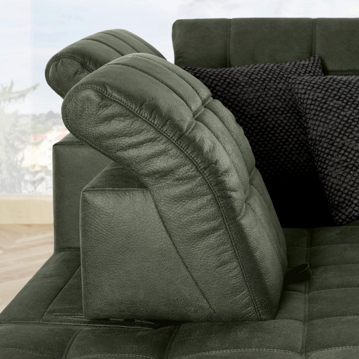 Rohová sedačka PANAMA, ľavá, olivovozelená - olivovozelená/čierna, Konventionell, kov/textil (216/304cm) - Premium Living