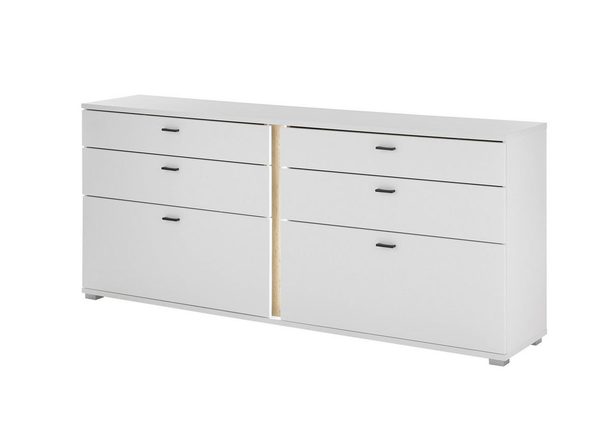 Sideboard Long Island Weiß/eiche Wotan B: 200 Cm - Silberfarben/Eiche Wotan, Design, Holzwerkstoff (200/86/42cm) - MID.YOU