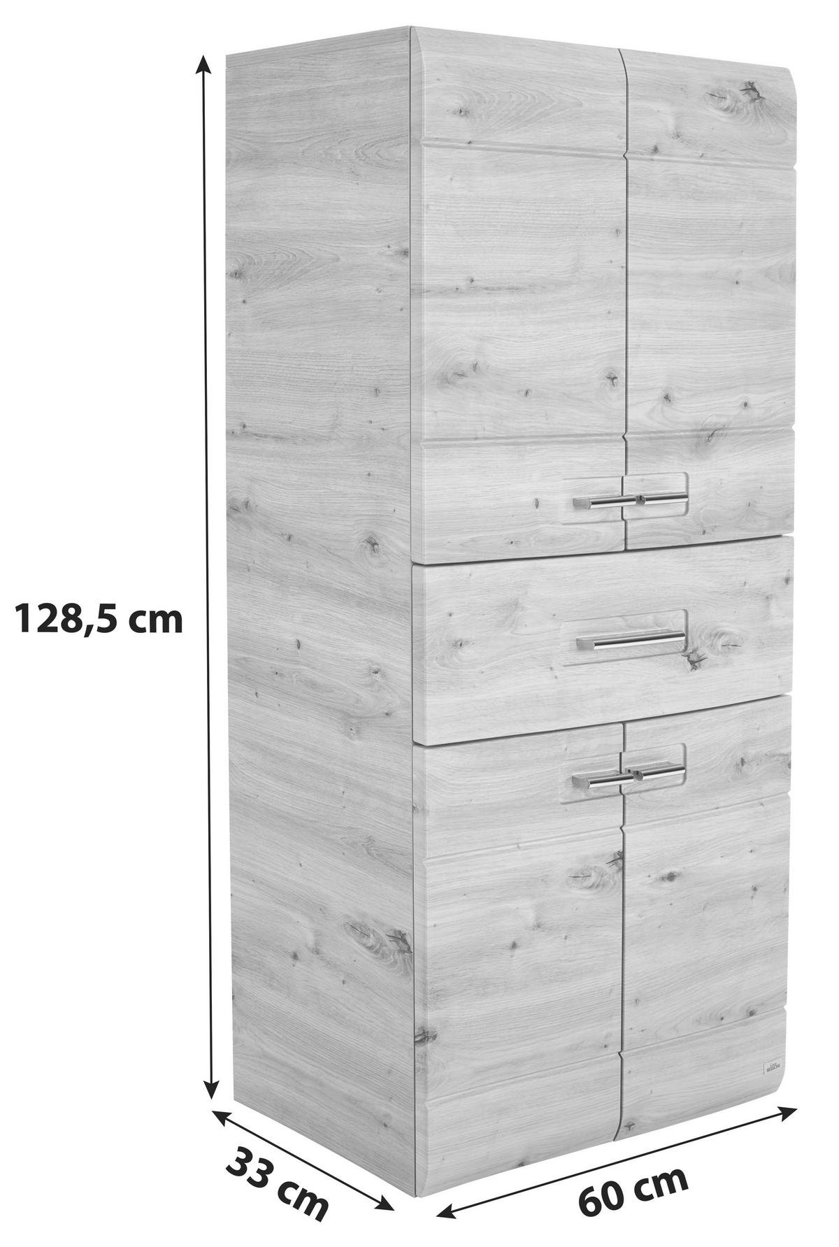 Midischrank Mit Soft-close Avensis B: 60cm, Eiche Dekor - Eichefarben, MODERN, Holzwerkstoff (60/128,5/33cm) - Luca Bessoni