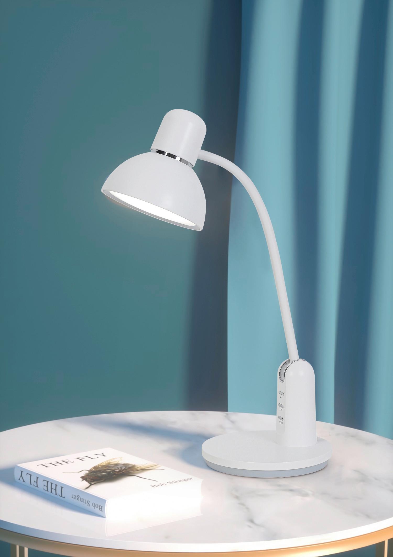 Led-schreibtischleuchte Luana - Weiß, MODERN, Kunststoff/Metall (46,7/23,9/16,4cm) - Luca Bessoni