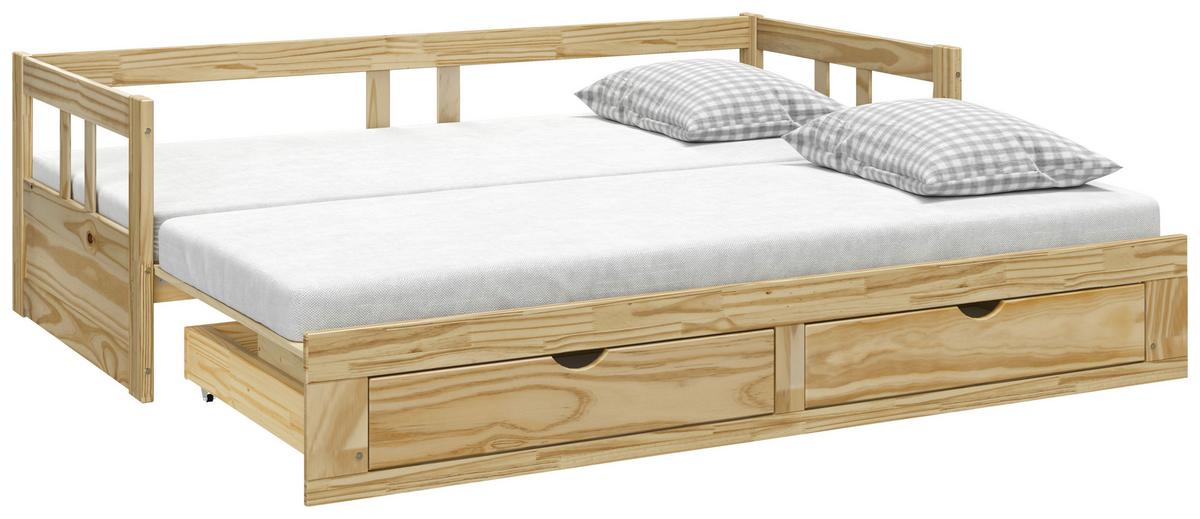 Ausziehbett Kiefer +lattenrost 90x200 cm Livio Natur - Naturfarben, MODERN, Holz/Holzwerkstoff (90/200cm) - MID.YOU
