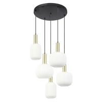 Hängeleuchte Scher - Goldfarben/Schwarz, MODERN, Glas/Metall (54/57,5/150cm)