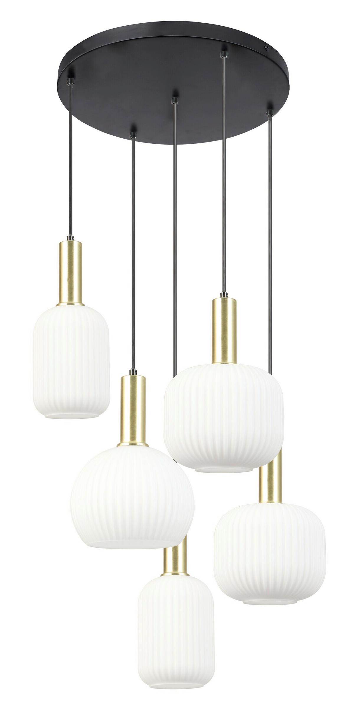 Hängeleuchte Scher - Goldfarben/Schwarz, MODERN, Glas/Metall (54/57,5/150cm)