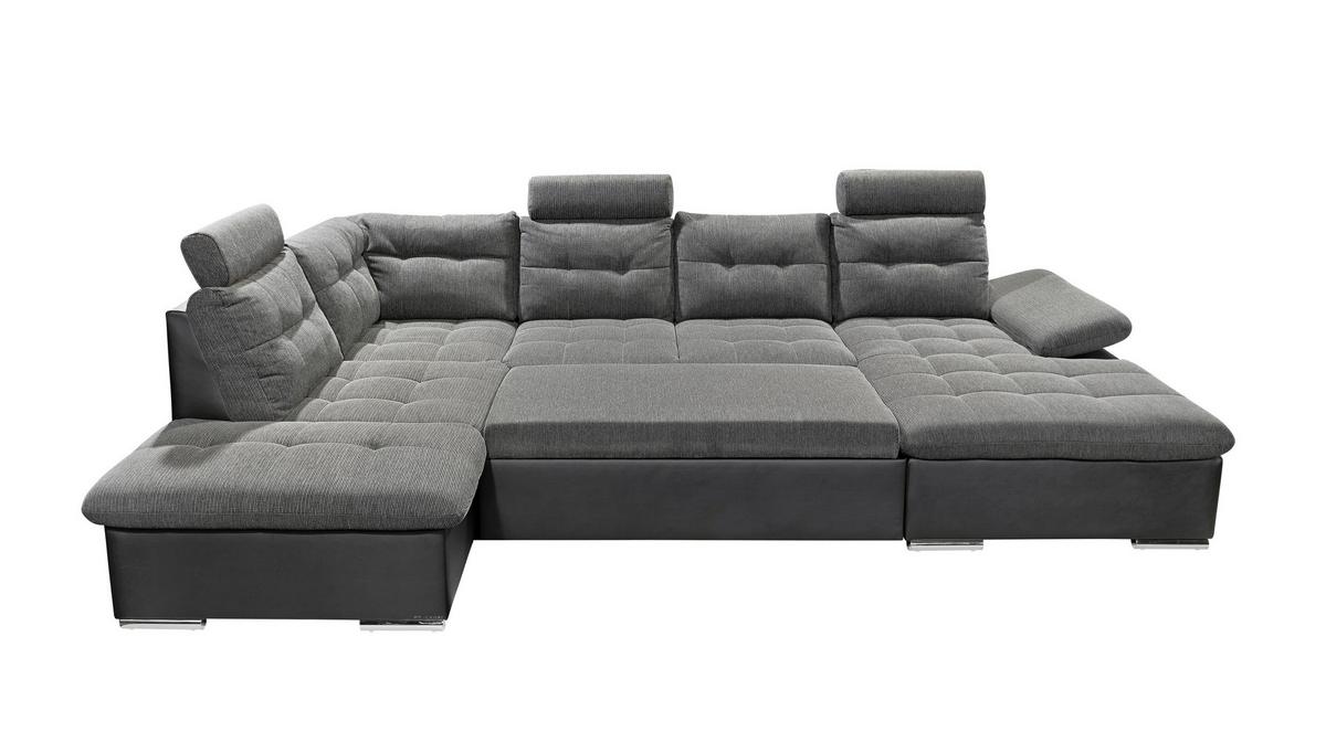 Sedacia súprava v tvare U JAKARTA sivá / čierna - čierna/sivá, Design, textil/plast (218/324/170cm) - MID.YOU