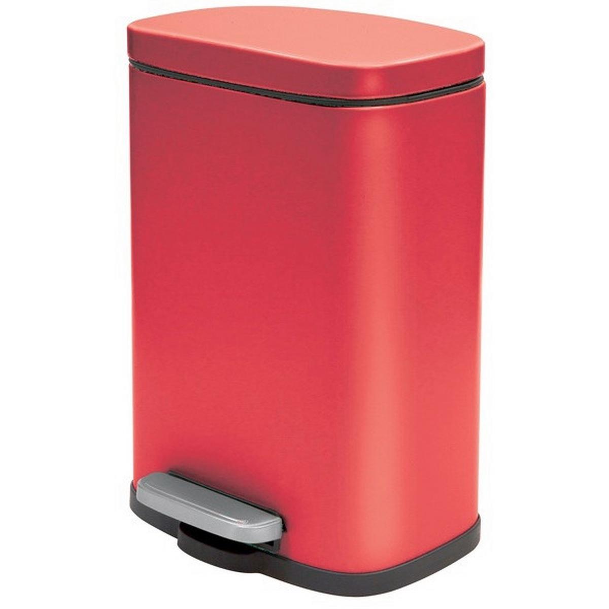 Treteimer Akira 5L Rot Metall LBH: 21,4x17,6x30 cm - Rot/Schwarz, Basics, Kunststoff/Metall (21,4/17,6/30cm)