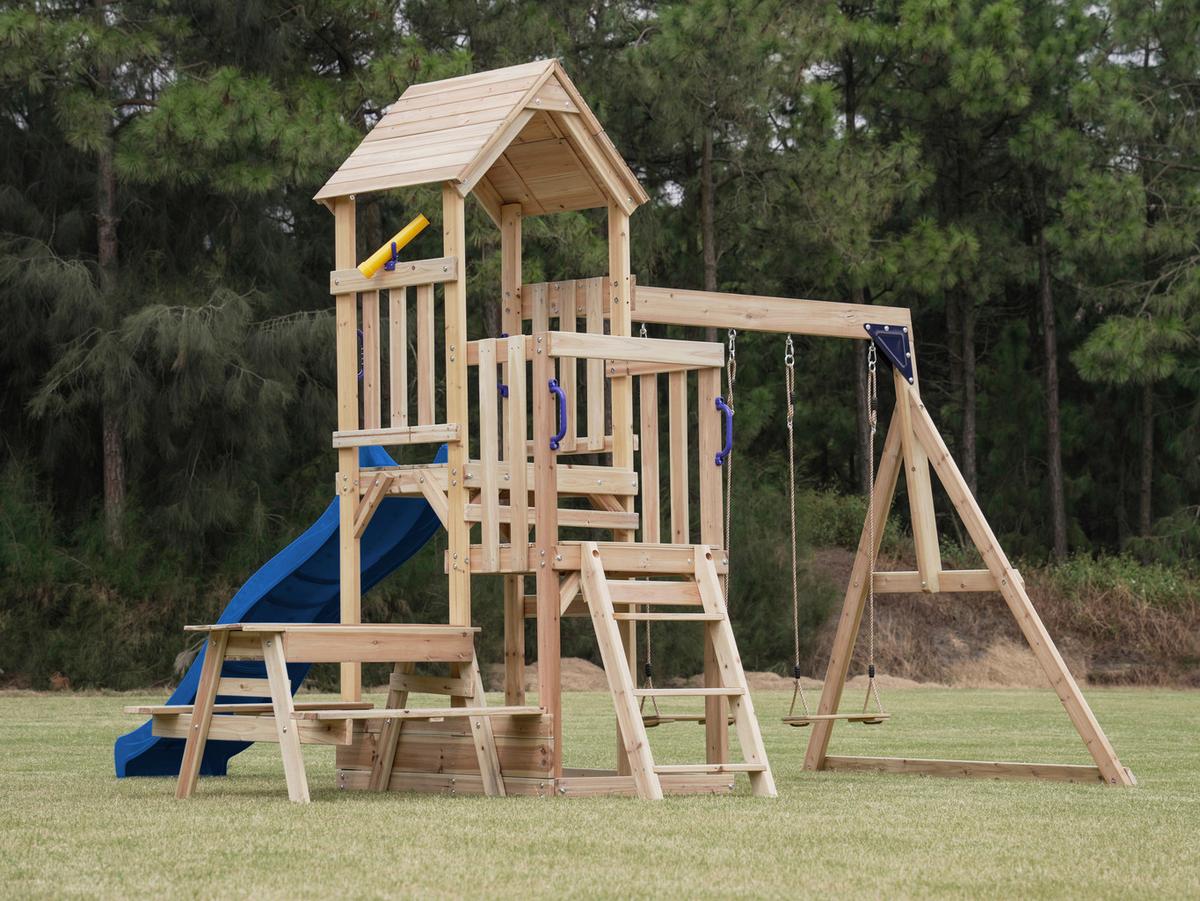 Spielturm A030.501.00 - Blau, KONVENTIONELL, Holz (366/267/383cm) - Ambia Garden