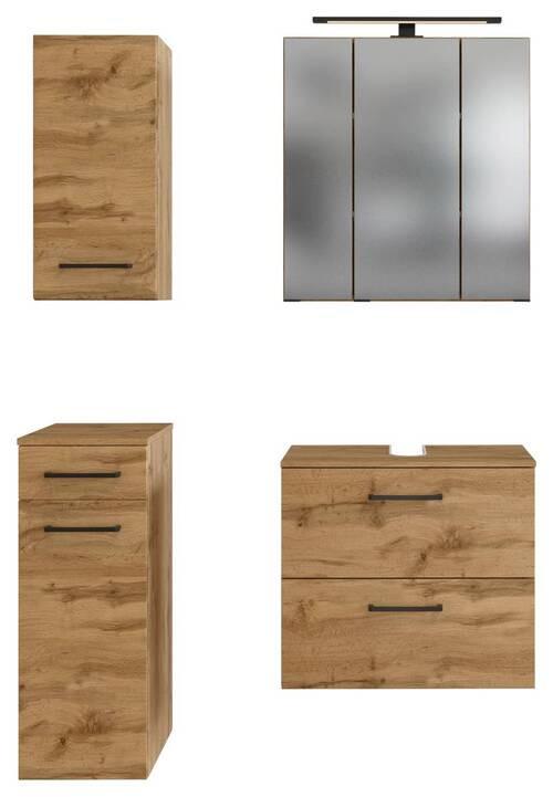 Badmöbel-Set Manchester B: 90 cm Eiche Wotan Dekor - Eichefarben, MODERN, Holzwerkstoff (90cm) - Held