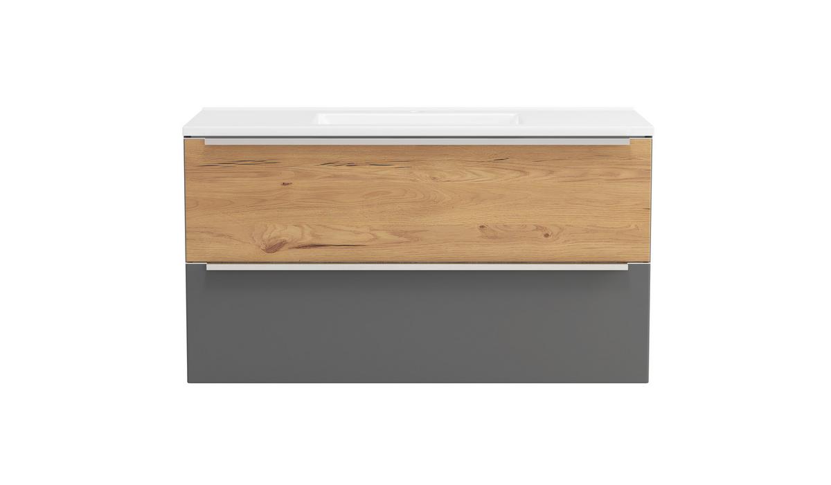 WASCHTISCHKOMBI Verona Grau/Wildeiche B: 100cm - Wildeiche/Weiß, Trend, Holzwerkstoff/Stein (100/54/47cm) - Held