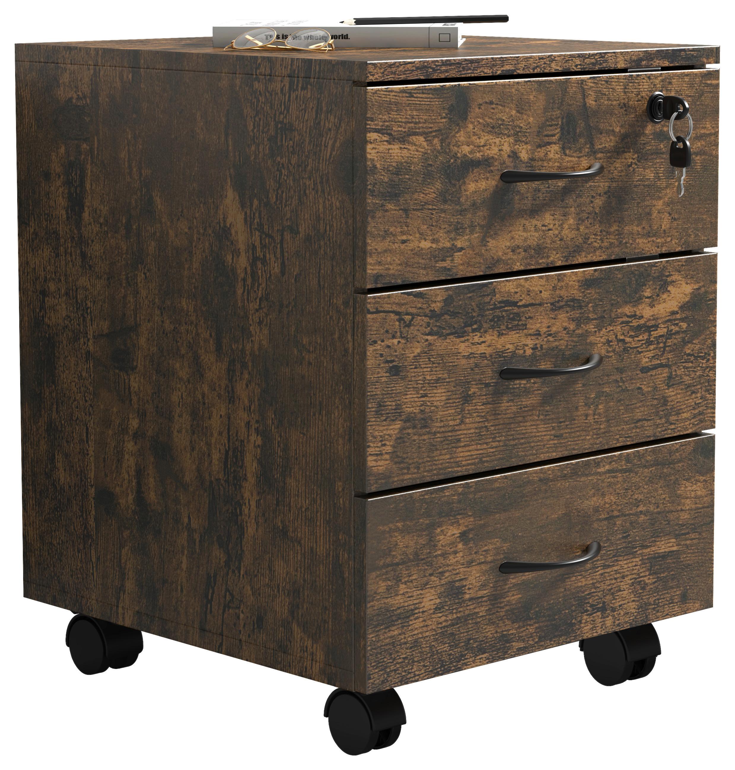 Rollcontainer Baula Eiche B: 40 cm - Eiche dunkel, Design, Holzwerkstoff/Kunststoff (40/54/44cm) - MID.YOU