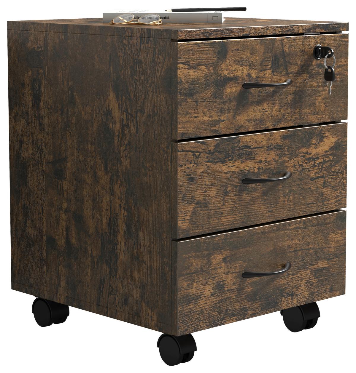 Rollcontainer Baula Eiche B: 40 Cm - Eiche dunkel, Design, Holzwerkstoff/Kunststoff (40/54/44cm) - MID.YOU
