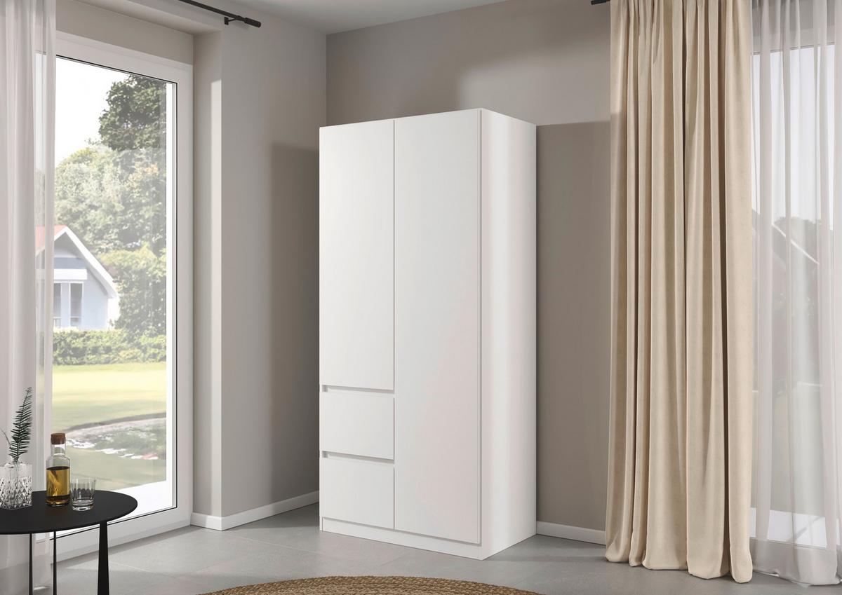 Nidda B: 91 cm Weiß Nidda - Weiß, Basics, Holzwerkstoff (91/197/54cm) - Rauch Möbel