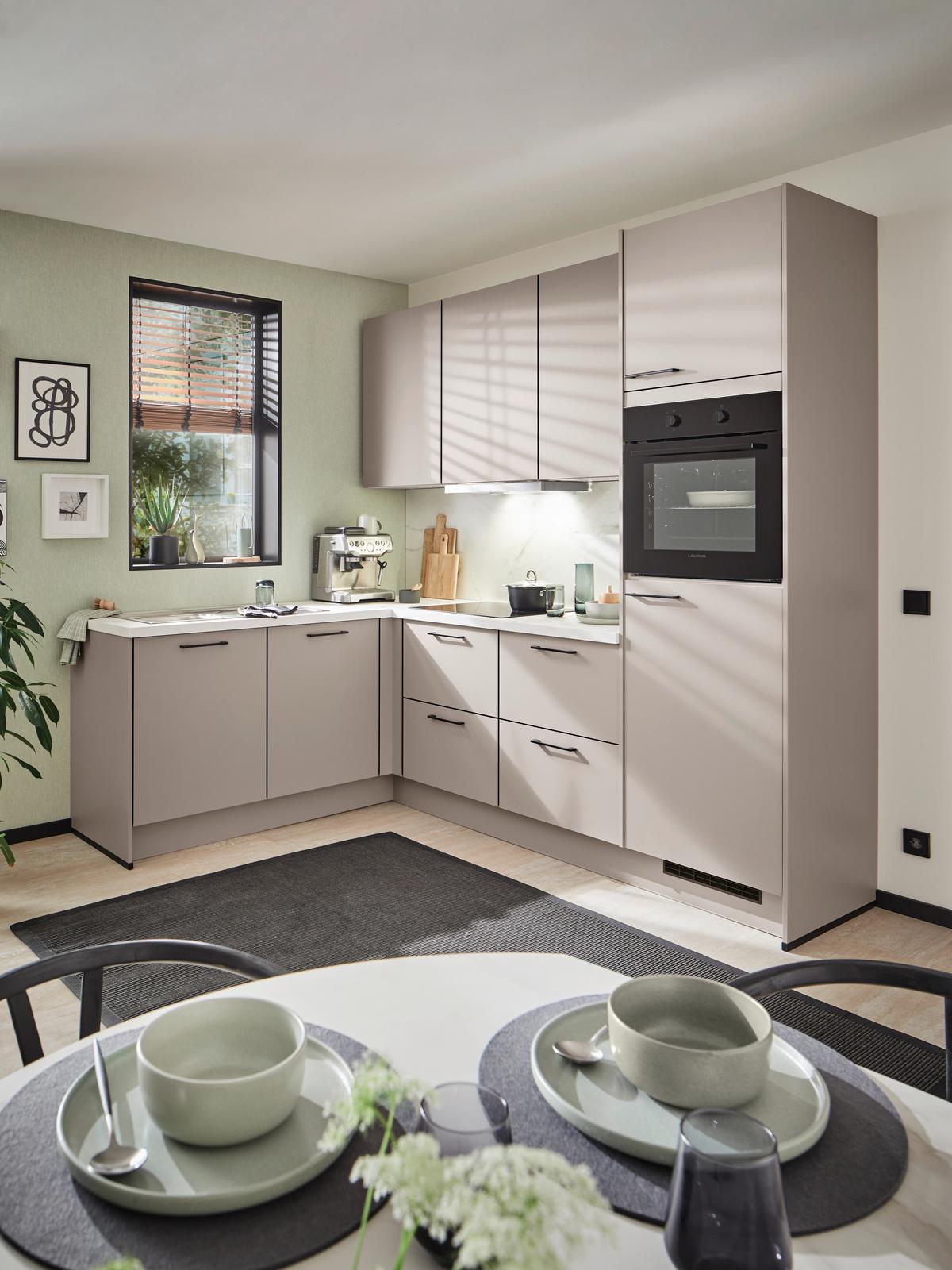 Eckküche Pn 105 - Kaschmir/Hellgrau, MODERN, Holzwerkstoff (186,6/248,2cm) - Pino