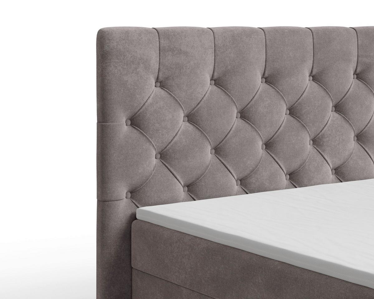 BOXBETT Karo Taupe 160x200cm - Taupe/Schwarz, MODERN, Holz/Kunststoff (160/200cm) - MID.YOU