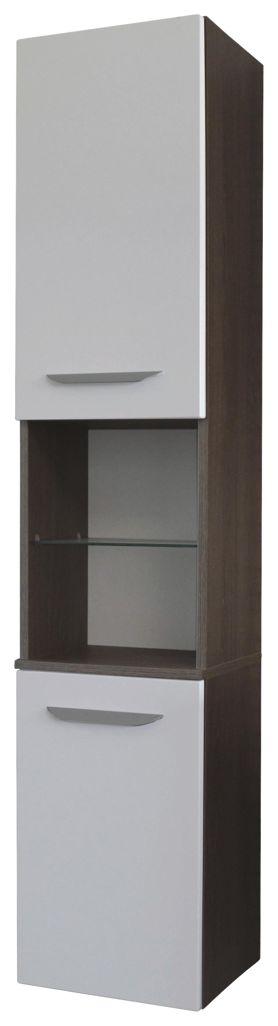 Hochschrank Lavella B: 35 cm Eiche/Weiß - Eichefarben/Weiß, MODERN, Glas/Holzwerkstoff (35,5/169/32cm) - Fackelmann