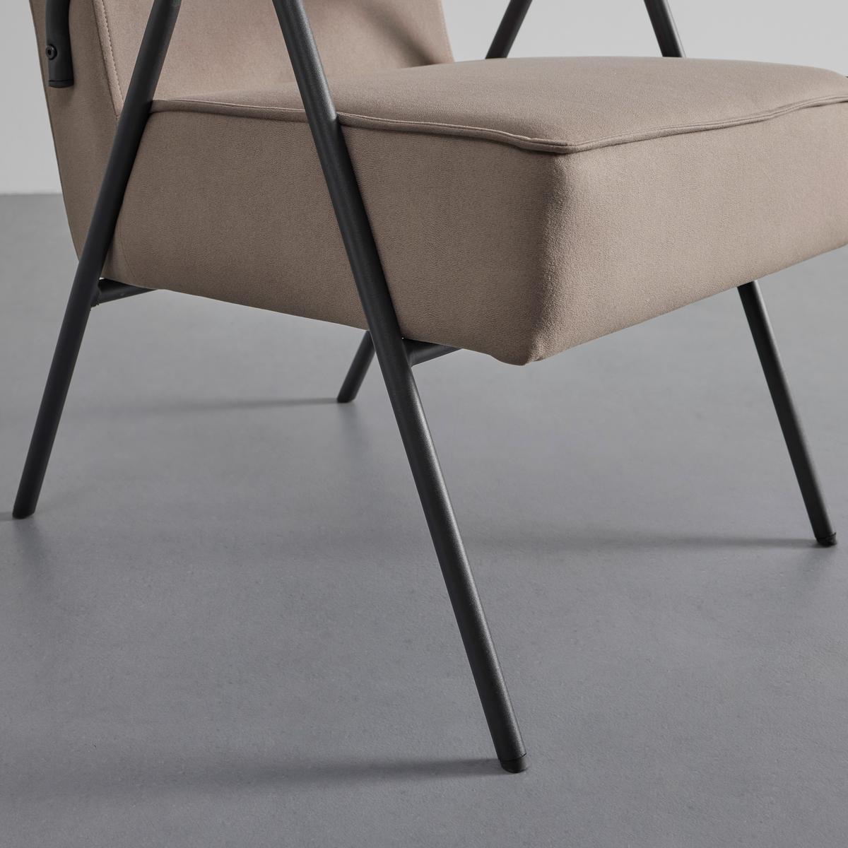 Retro křeslo Nati šedohnedé - černá/přírodní barvy, Moderní, kov/dřevo (52/79/66cm) - Bessagi Home
