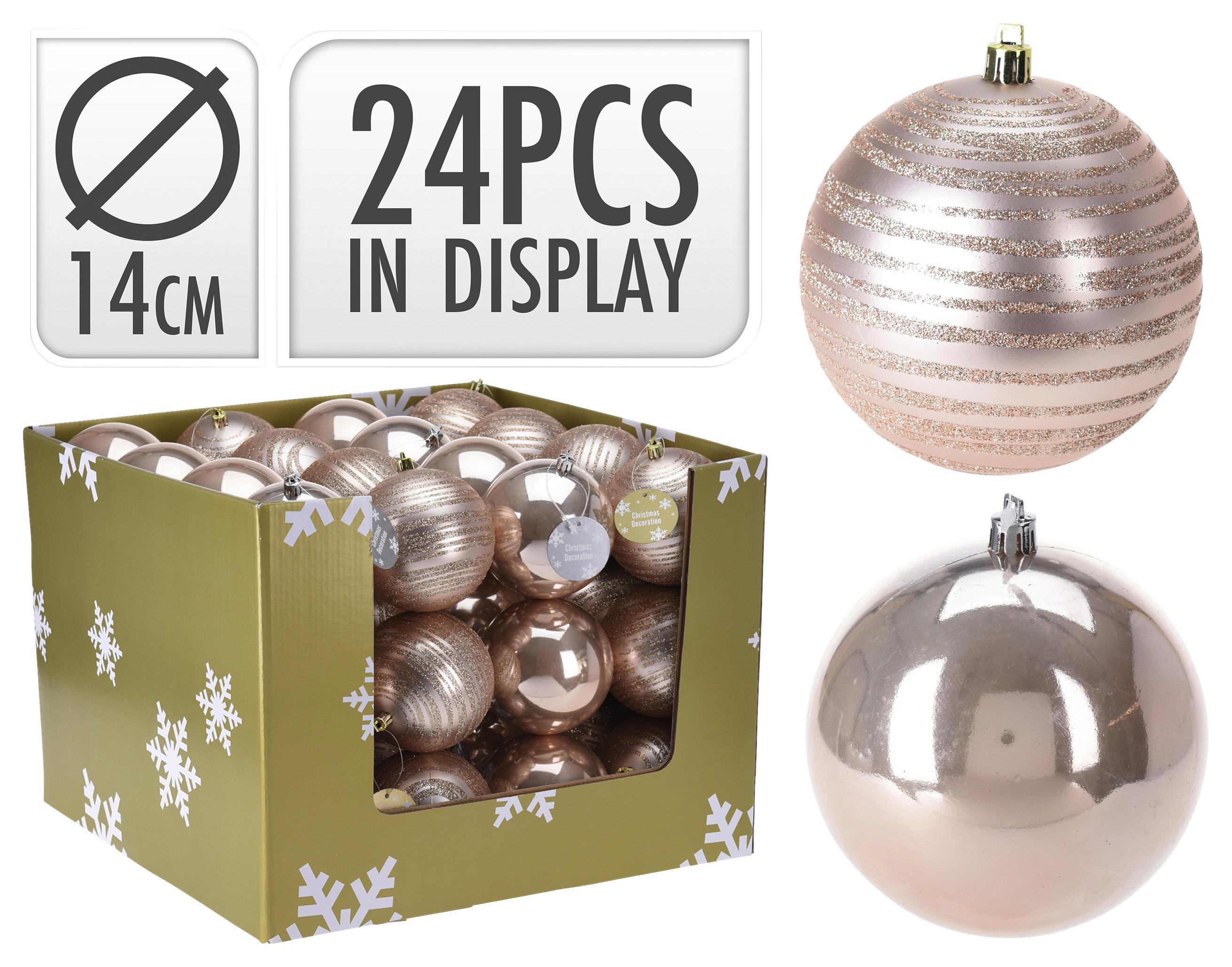 Karácsonyfa Gömb Bea - Rózsaszín, modern, Műanyag (14cm)