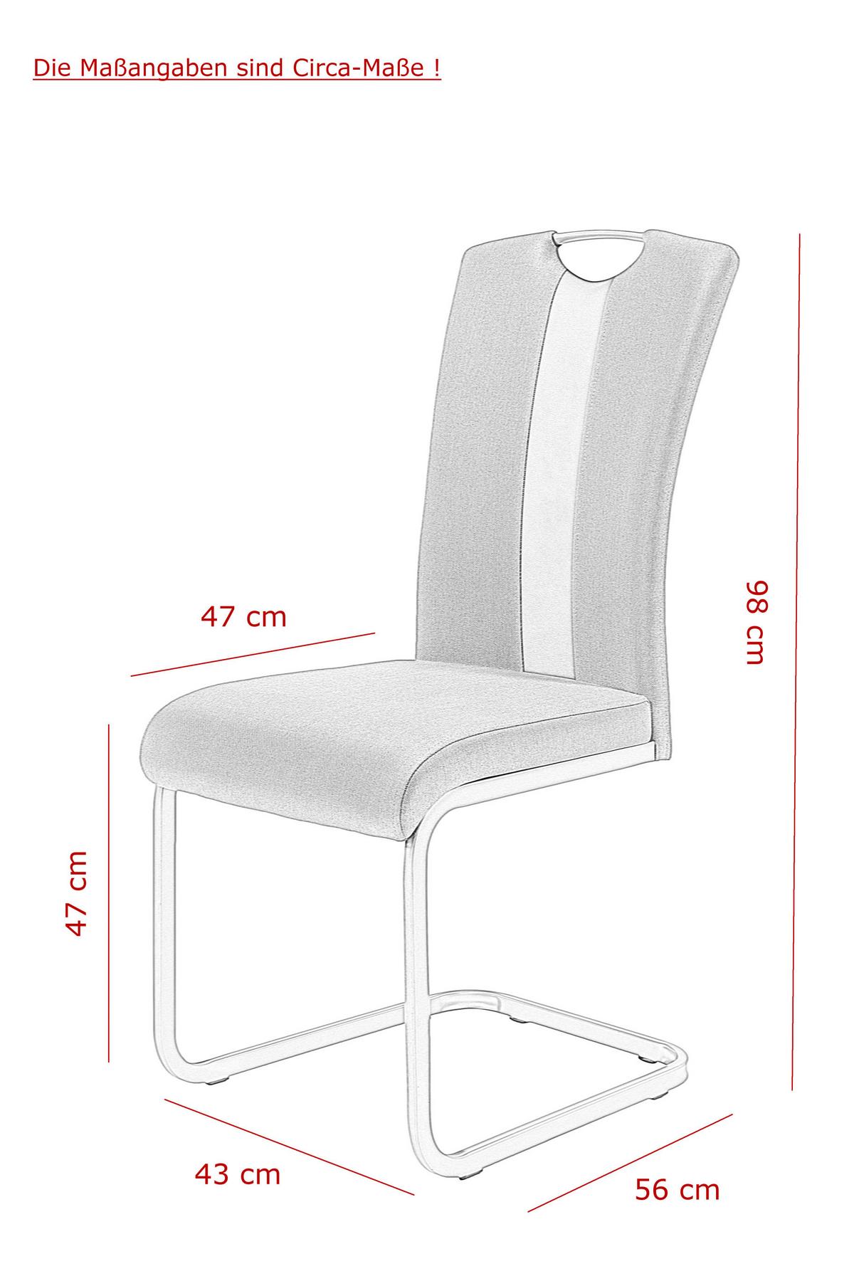 Schwingstuhl Amber Anthrazit/ Grau Gepolstert 2er-Set - Anthrazit/Grau, MODERN, Textil/Metall (43/98/56cm) - MID.YOU