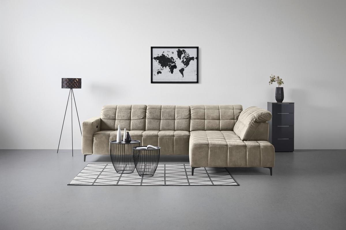 Rohová sedačka PANAMA, pravá, sivá - čierna/sivá, Konventionell, kov/textil (304/89-102/216cm) - Premium Living