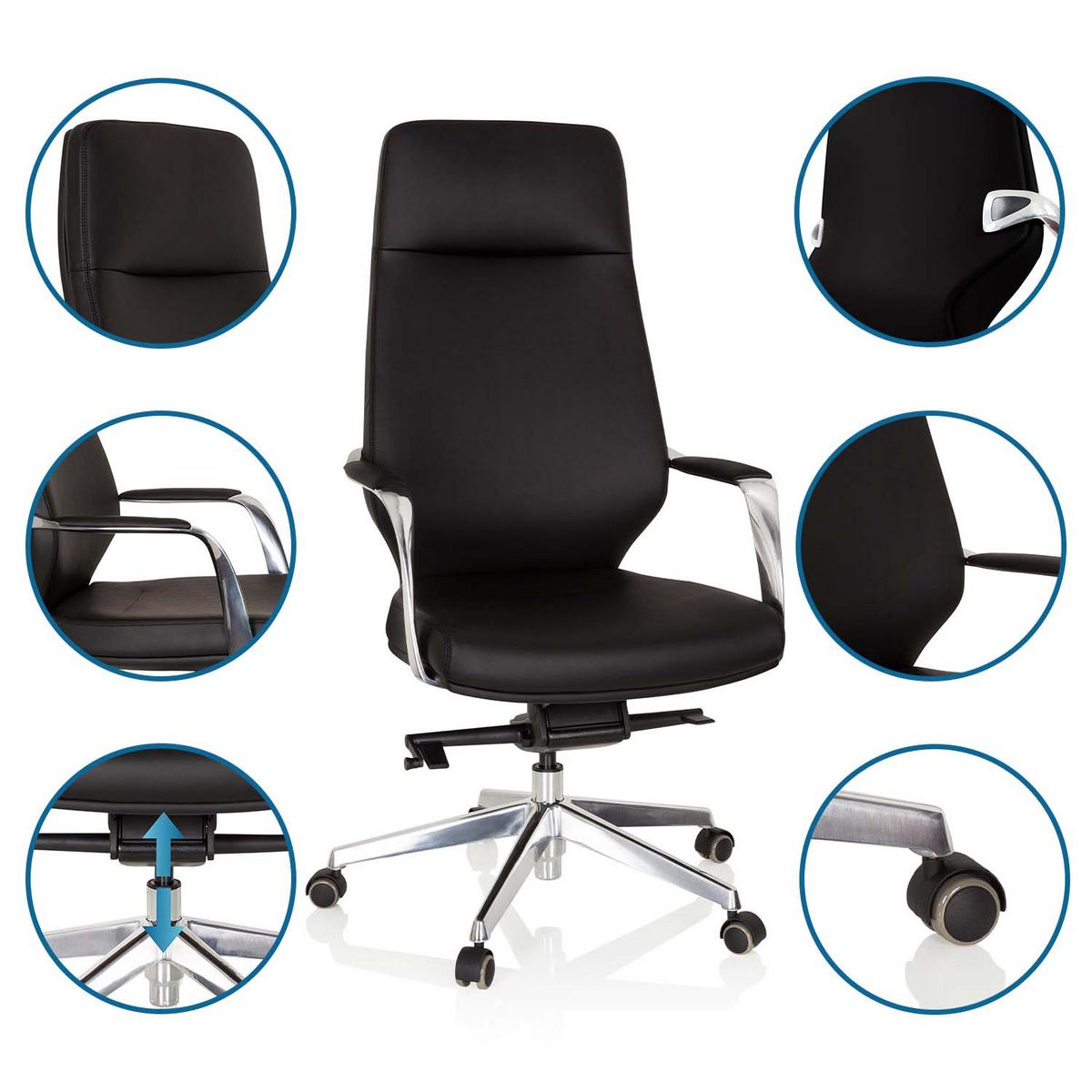 Chefsessel Velvet Schwarz Bis 120 Kg - Silberfarben/Schwarz, Basics, Kunststoff/Textil (63/133/65cm) - MID.YOU