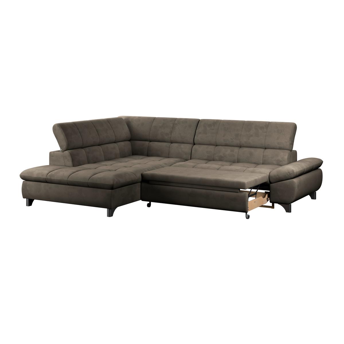Ecksofa Gemini Dunkelbraun, B: 234cm - Taupe/Chromfarben, KONVENTIONELL, Textil (234/312cm)