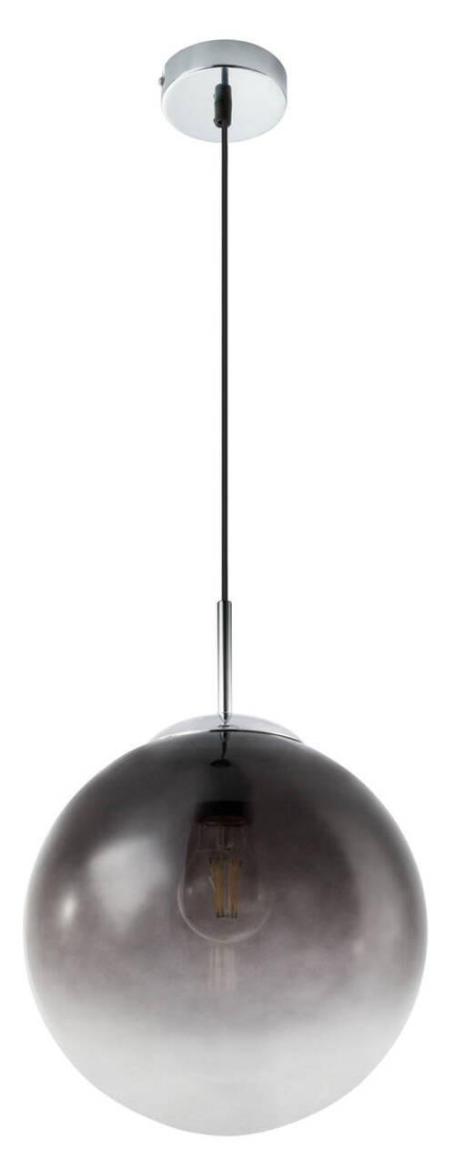 Hängeleuchte H: 120 cm 1-Flammig mit Rauchglas - Chromfarben/Grau, Basics, Glas/Metall (25/120cm) - Globo