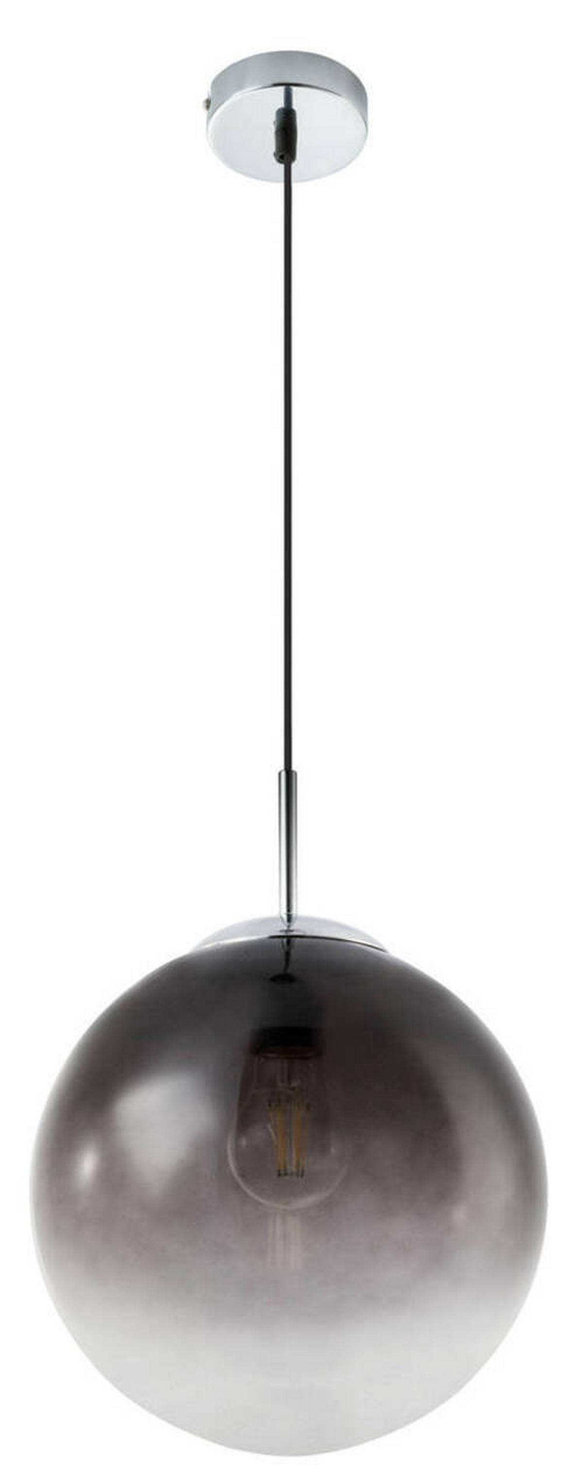 Hängeleuchte H: 120 cm 1-Flammig mit Rauchglas - Chromfarben/Grau, Basics, Glas/Metall (25/120cm) - Globo