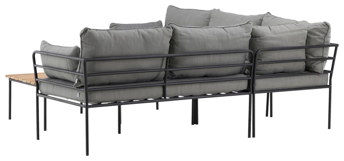 Loungegarnitur 2-Tlg Penh Metall/Akazienholz mit Kissen - Schwarz/Grau, KONVENTIONELL, Holz/Metall - Gardenson