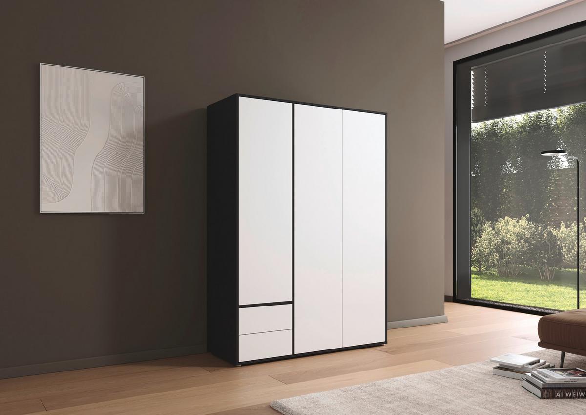 Drehtürenschrank Nabila Grau Weiß B: 140 cm - Weiß/Grau, MODERN, Holzwerkstoff (140/194/53cm) - Rauch Möbel