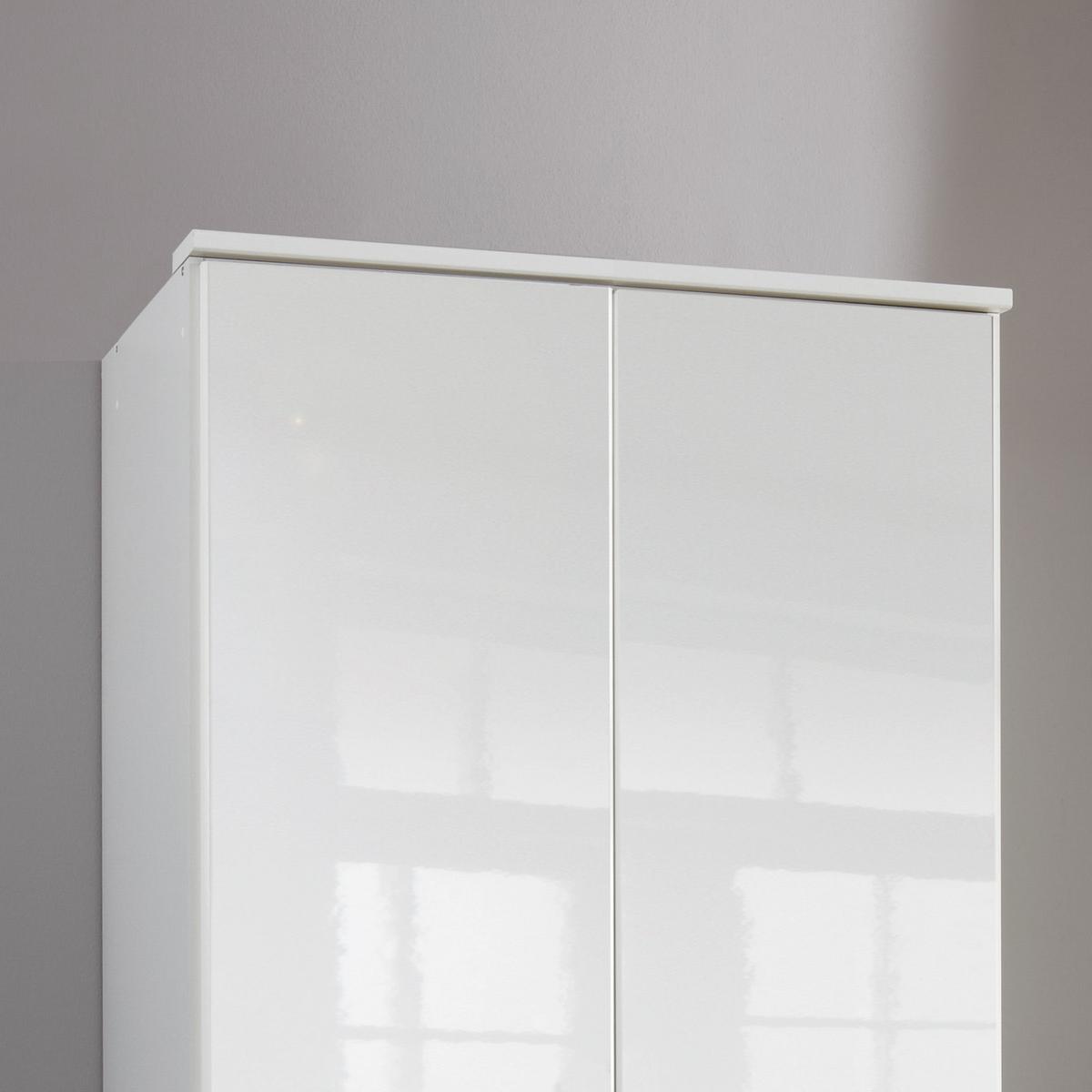 Drehtürenschrank mit Laden B: 91 cm Clack, Weiß - Weiß Hochglanz/Weiß, Basics, Holzwerkstoff (91/199/58cm) - MID.YOU
