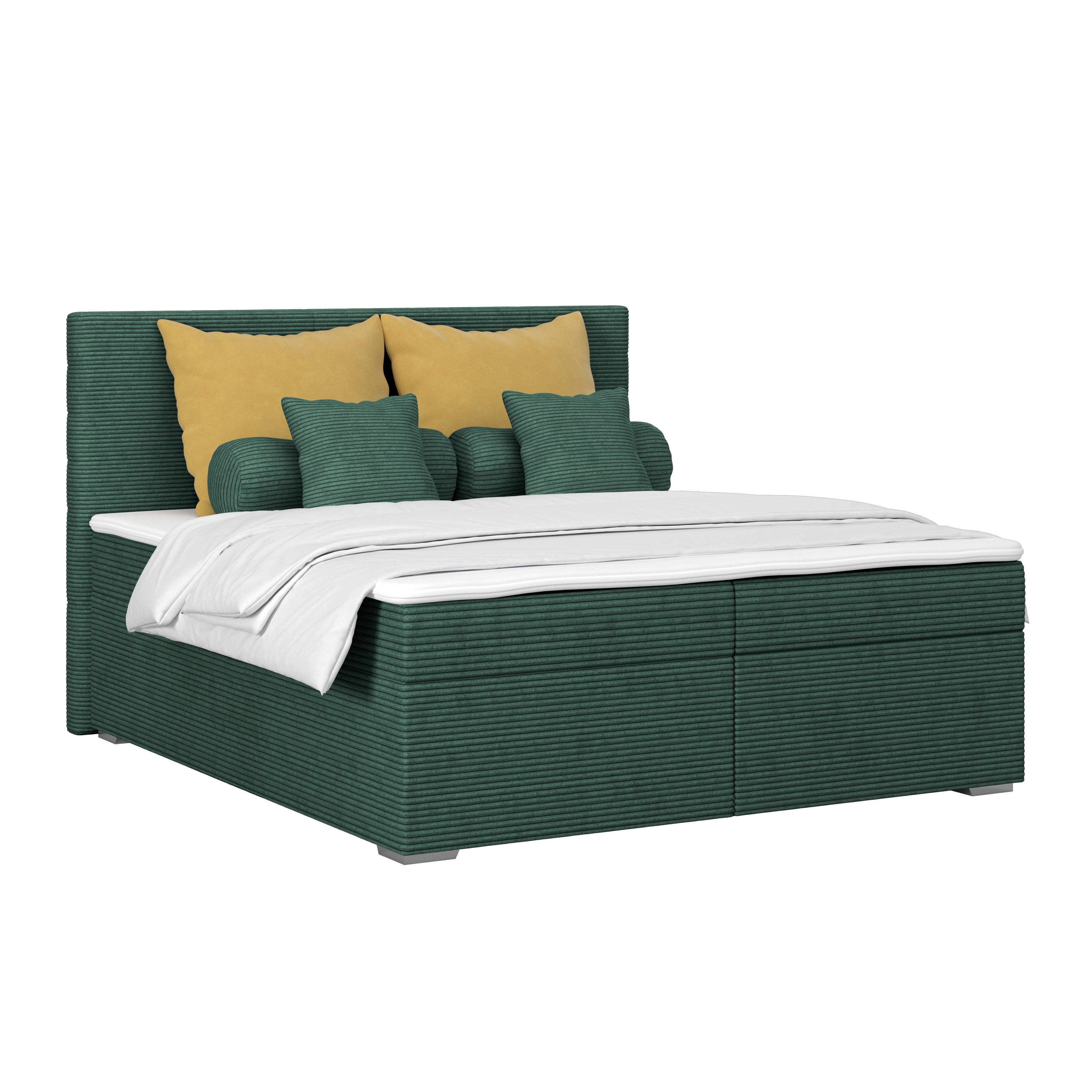 Kárpitozott Ágy Adria 160/200cm - sötétzöld, Konventionell, textil/fa (160/200cm)