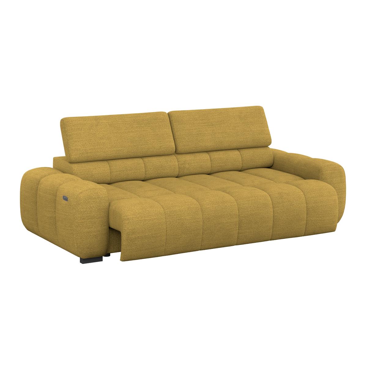 Bigsofa Bull Webstoff senfgelb, B: 248 cm - Senfgelb/Schwarz, Design, Textil (248/77-97/108cm) - Luca Bessoni