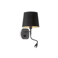 Wandleuchte Nordik Schwarz B: 21 cm - Schwarz, KONVENTIONELL, Kunststoff/Metall (18/21/48cm) - Ideal Lux