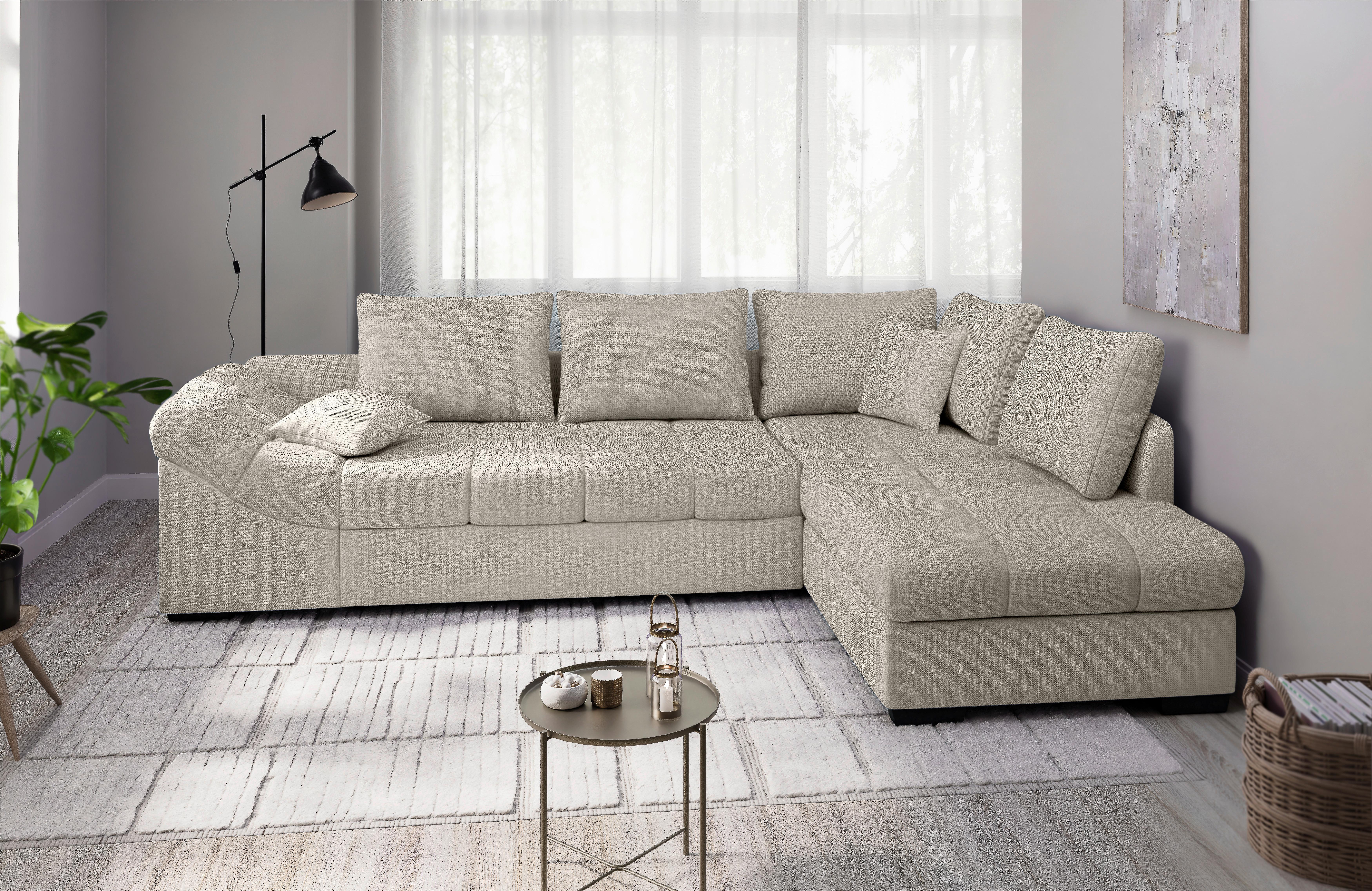 Eckschlafsofa Alvito Beige S: 298x202 Cm - Beige/Schwarz, MODERN, Textil (298/202cm) - MID.YOU