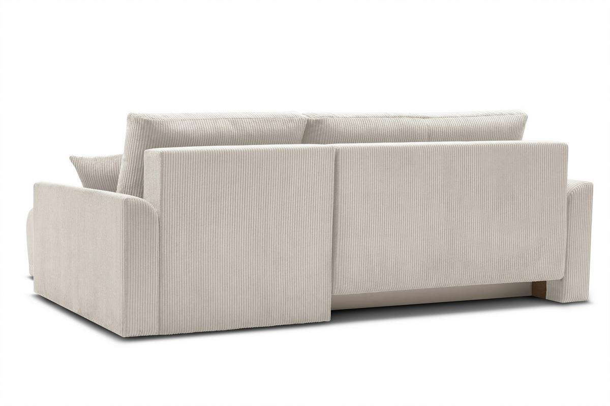 Rohová sedačka KIM L146, oboustranná, krémový manšestr - krémová, Moderní, dřevo (233/146cm)